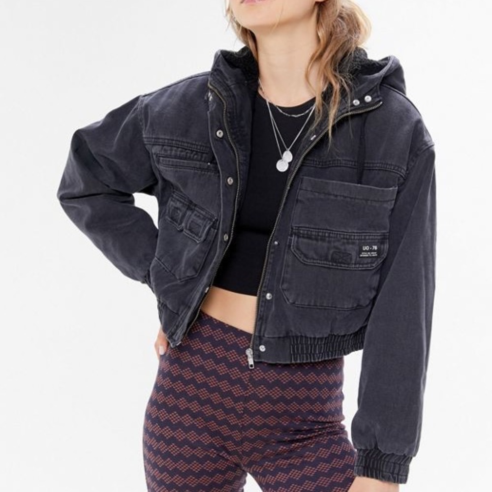 Urban outfitters black cropped utility jacket